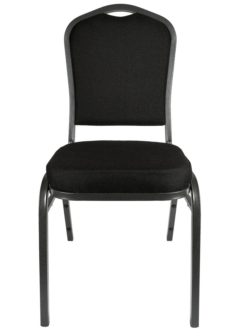 Chivari Black Fabric Silver Vein Steel Frame Crown Back Banquet Chair CQCFB-ZF-T