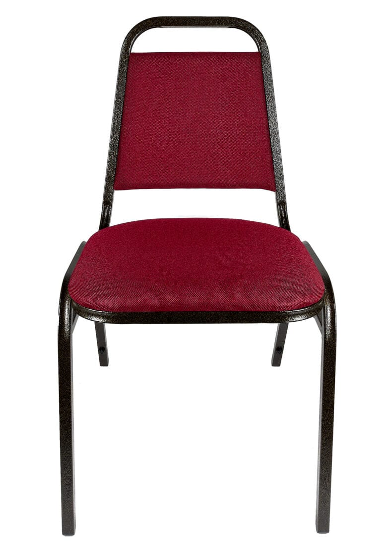 Chivari Burgundy Fabric Gold Vein Steel Frame Trapezoid Back 34" Banquet Chair CQTFBU4-ZF-T