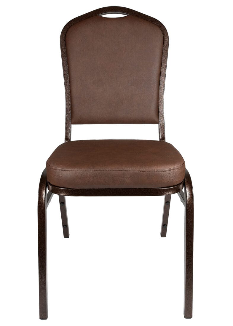 Chivari Brown Vinyl Copper Vein Steel Frame Crown Back Banquet Chair CQCVBR-ZF-T