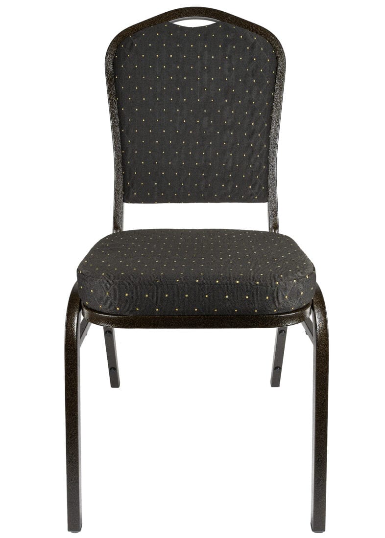 Chivari Black with Gold Dot Fabric Gold Vein Steel Frame Crown Back Banquet Chair CQCFBD-ZF-T