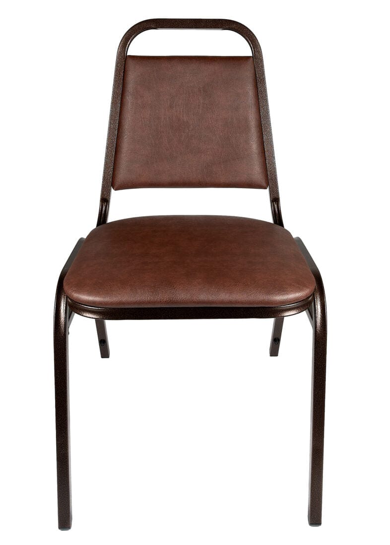 Chivari Brown Vinyl Copper Vein Steel Frame Trapezoid Back 32" Banquet Chair CQTVBR-ZF-T