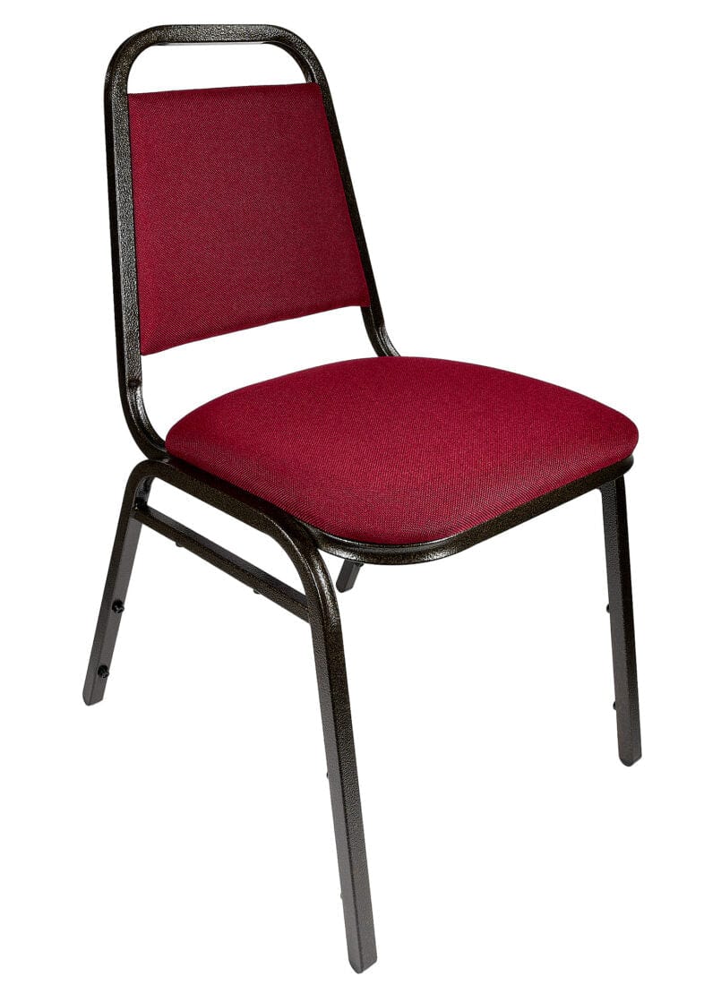 Burgundy Fabric Gold Vein Steel Frame Trapezoid Back 32" Banquet Chair