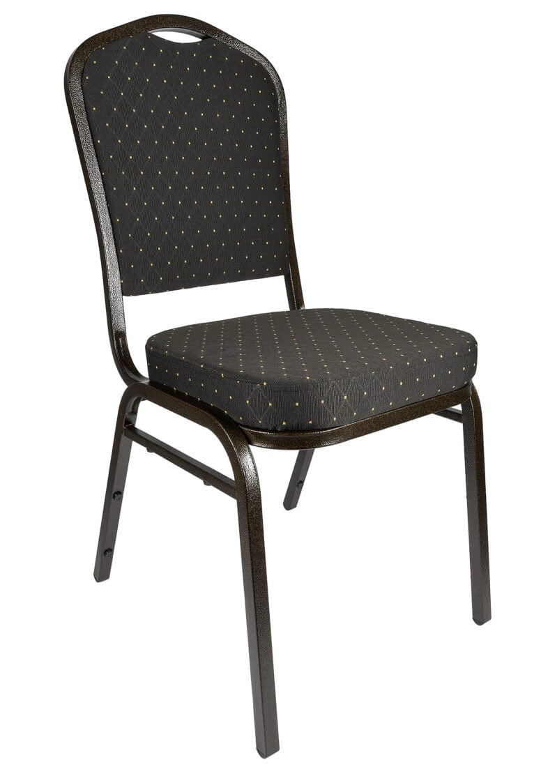Chivari Black with Gold Dot Fabric Gold Vein Steel Frame Crown Back Banquet Chair CQCFBD-ZF-T