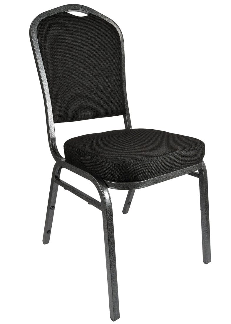 Chivari Black Fabric Silver Vein Steel Frame Crown Back Banquet Chair CQCFB-ZF-T