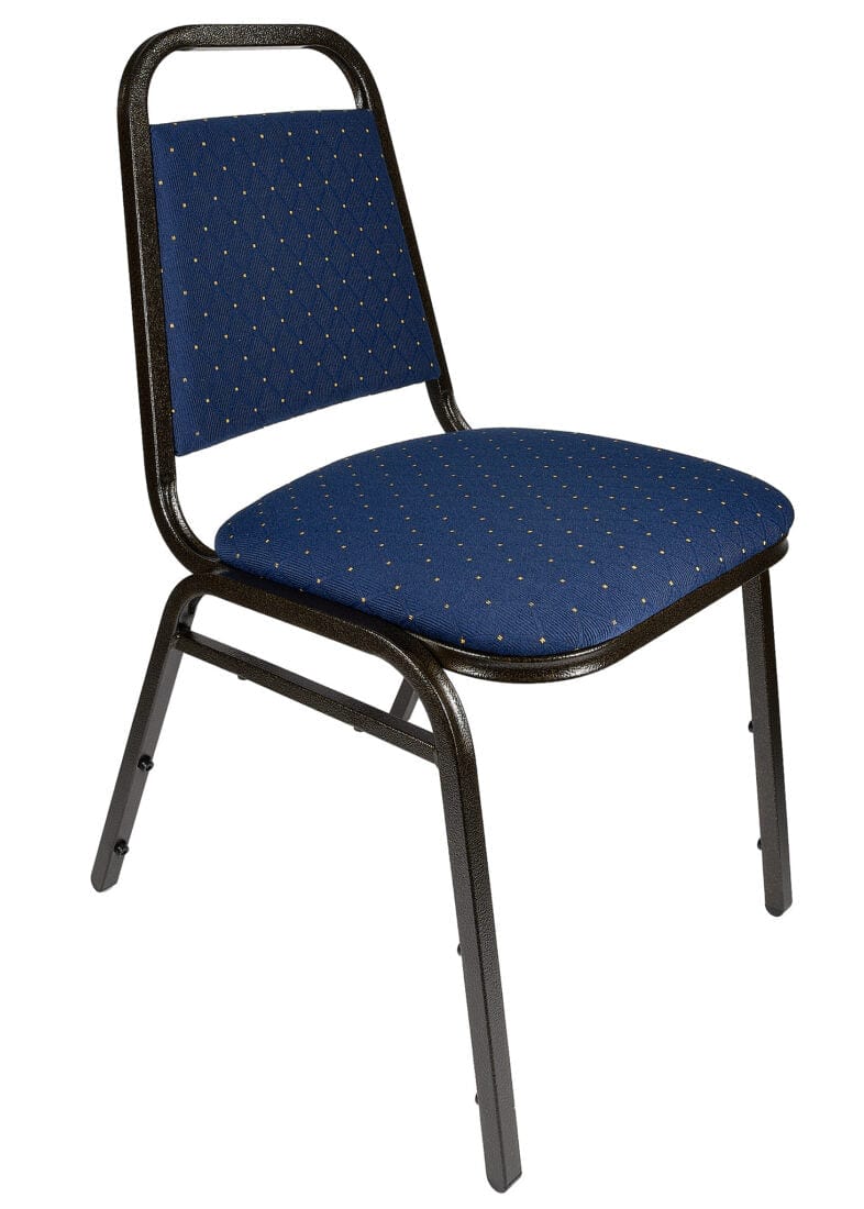 Chivari Navy Blue with Gold Dot Fabric Gold Vein Steel Frame Trapezoid Back 32" Banquet Chair CQTFBLU-ZF-T