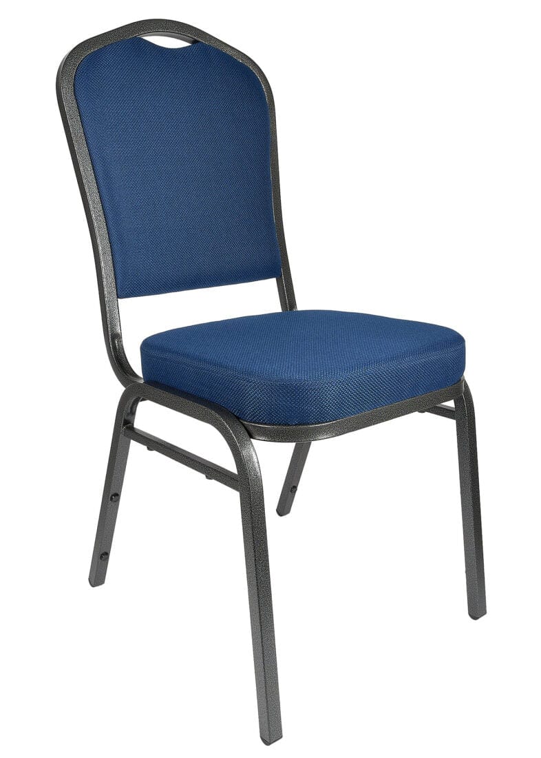 Chivari Navy Blue Fabric Silver Vein Steel Frame Crown Back Banquet Chair CQCFBLU-ZF-T