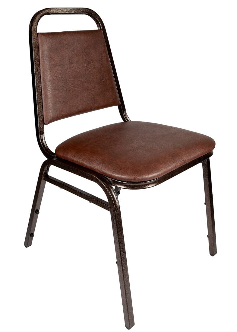 Chivari Brown Vinyl Copper Vein Steel Frame Trapezoid Back 32" Banquet Chair CQTVBR-ZF-T