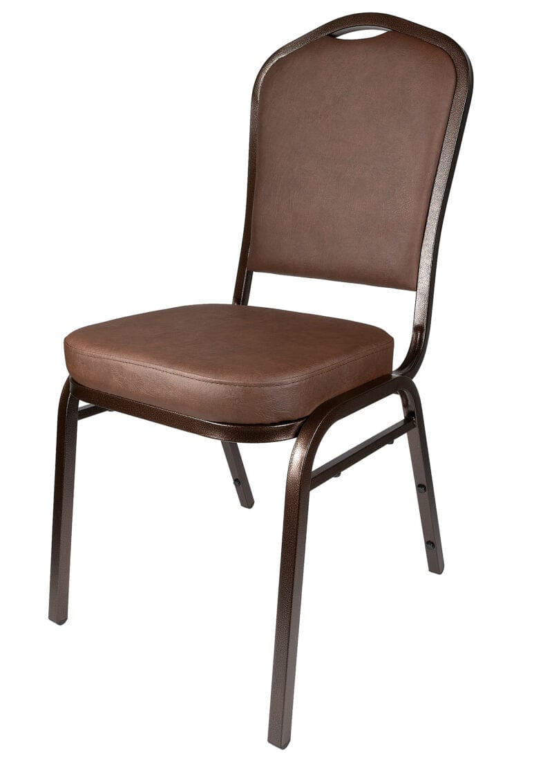 Chivari Brown Vinyl Copper Vein Steel Frame Crown Back Banquet Chair CQCVBR-ZF-T