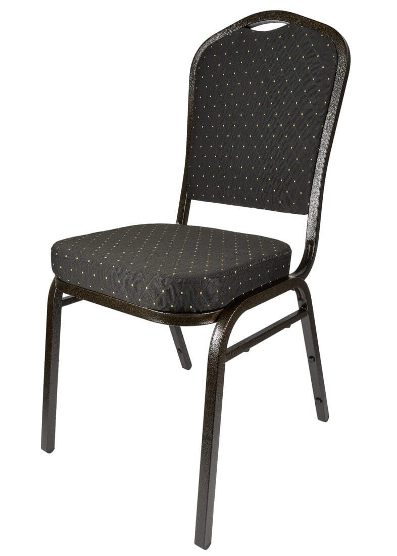 Chivari Black with Gold Dot Fabric Gold Vein Steel Frame Crown Back Banquet Chair CQCFBD-ZF-T
