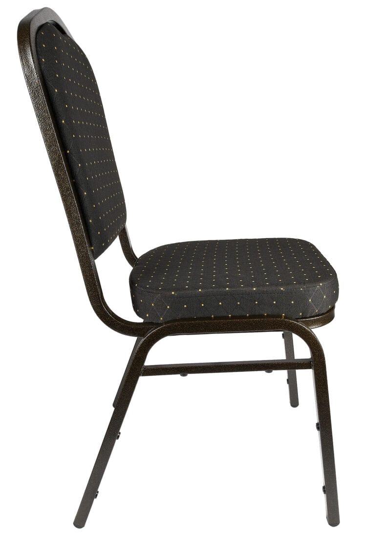 Chivari Black with Gold Dot Fabric Gold Vein Steel Frame Crown Back Banquet Chair CQCFBD-ZF-T