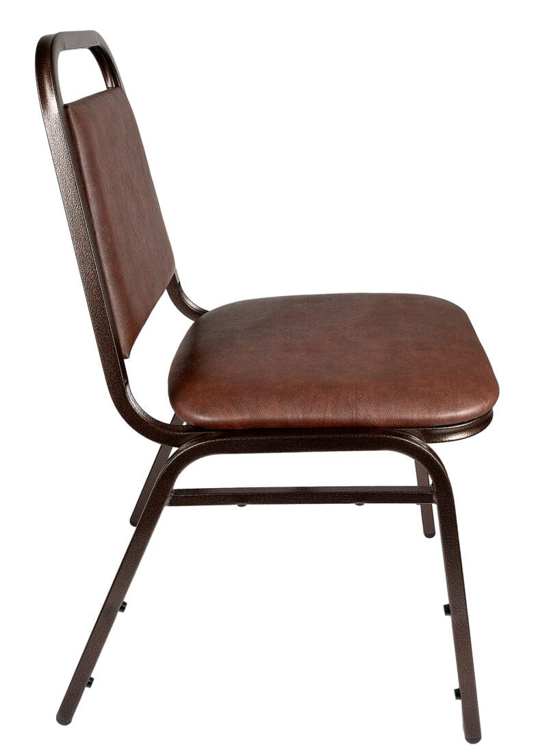 Chivari Brown Vinyl Copper Vein Steel Frame Trapezoid Back 32" Banquet Chair CQTVBR-ZF-T