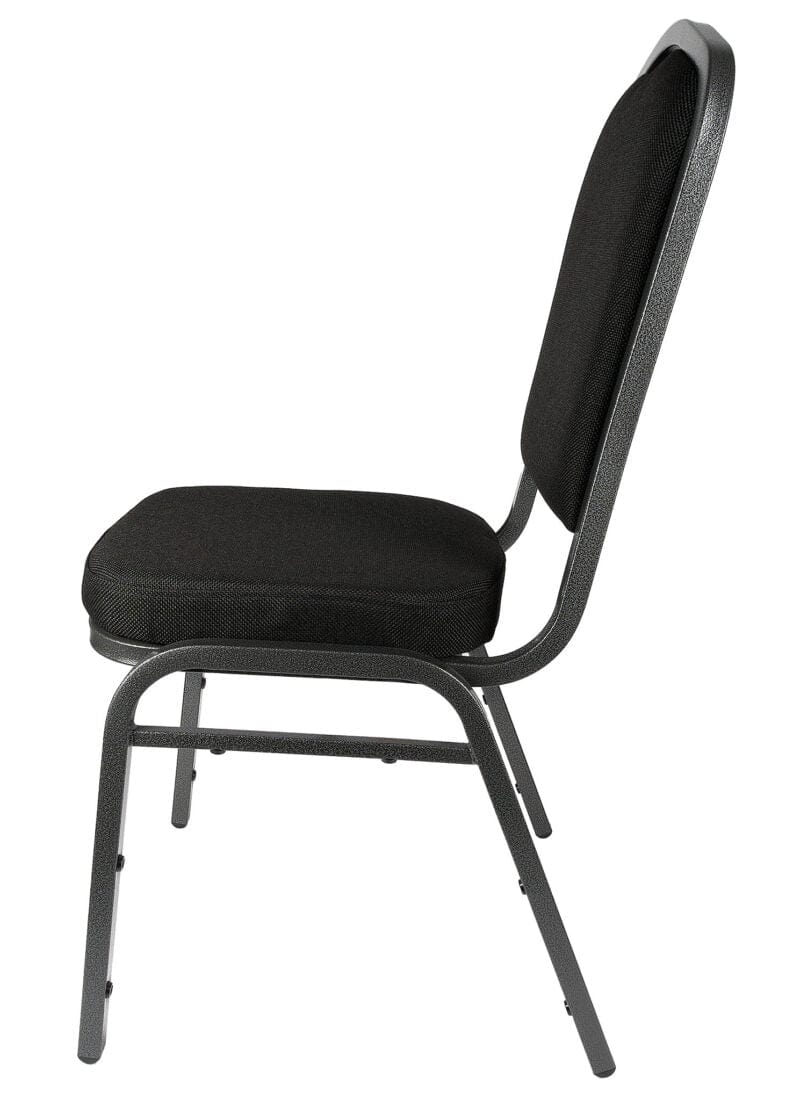 Chivari Black Fabric Silver Vein Steel Frame Crown Back Banquet Chair CQCFB-ZF-T