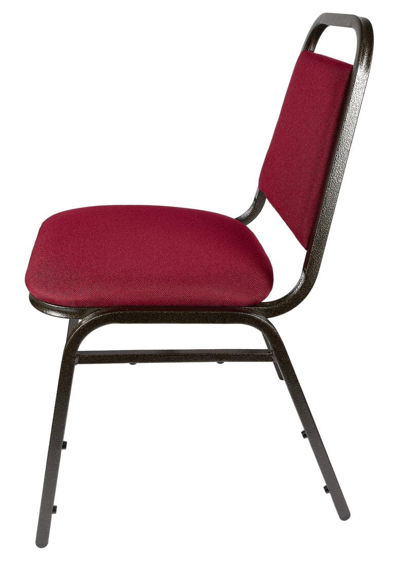 Chivari Burgundy Fabric Gold Vein Steel Frame Trapezoid Back 34