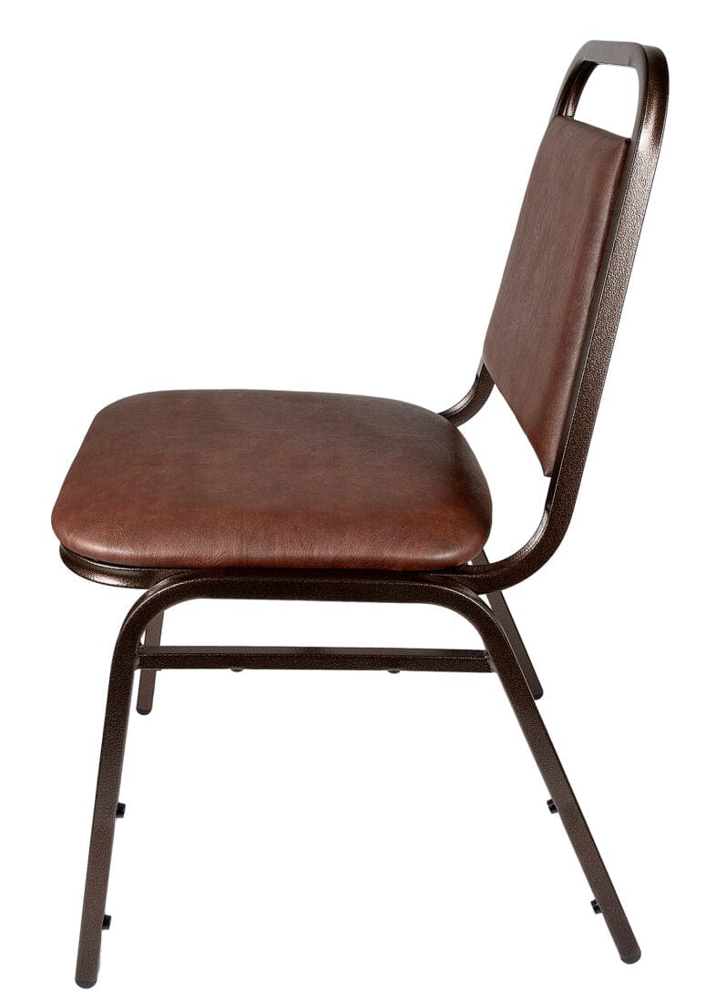 Chivari Brown Vinyl Copper Vein Steel Frame Trapezoid Back 32" Banquet Chair CQTVBR-ZF-T