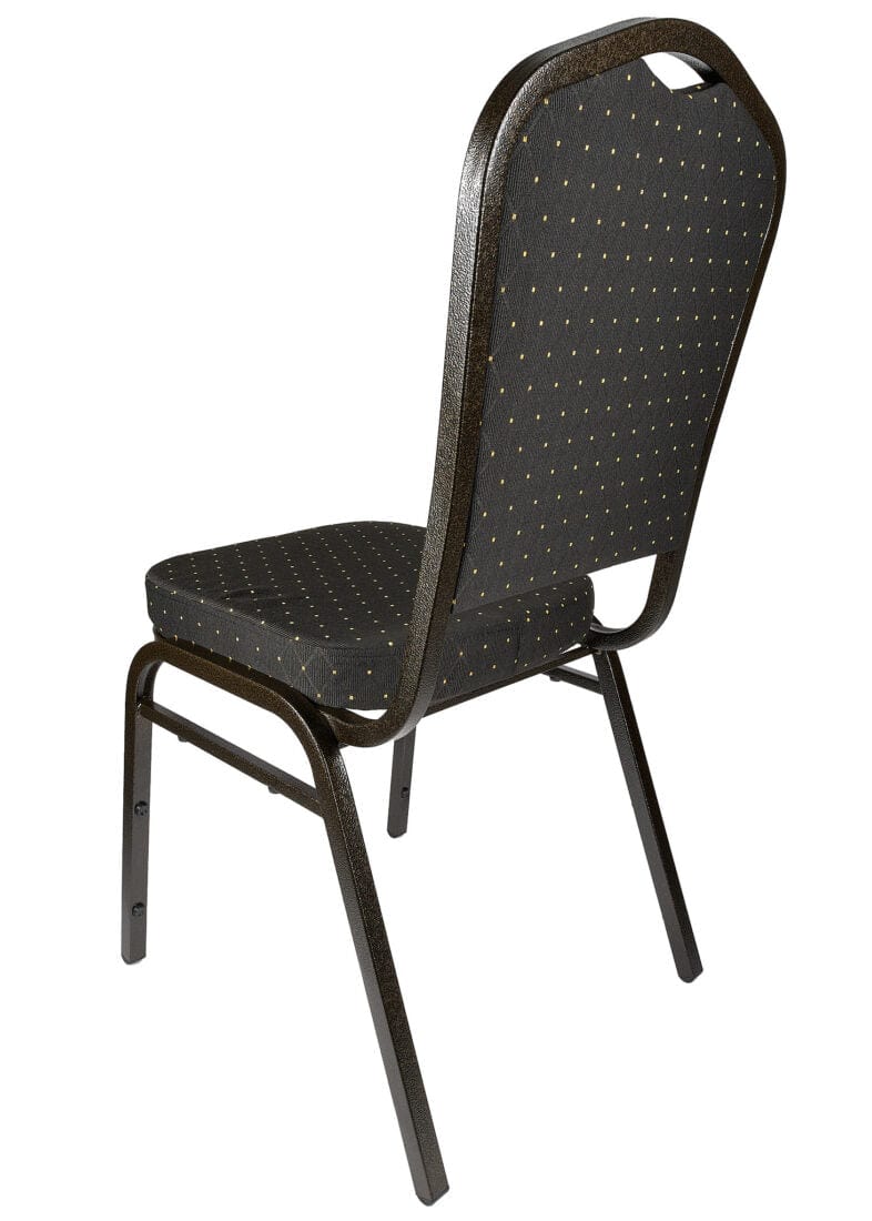 Chivari Black with Gold Dot Fabric Gold Vein Steel Frame Crown Back Banquet Chair CQCFBD-ZF-T
