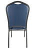 Chivari Navy Blue Vinyl Silver Vein Steel Frame Crown Back Banquet Chair CQCVBLU-ZF-T