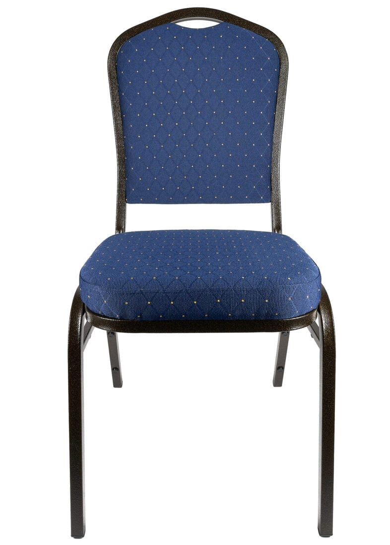 Chivari Navy Blue with Gold Dot Fabric Gold Vein Steel Frame Crown Back Banquet Chair CQCFBLUD-ZF-T