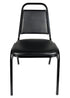 Chivari Scratch and Dent Black Vinyl Black Steel Frame Trapezoid Back 34" Banquet Chair CQTVB4-ZF-T-SD
