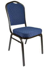 Navy Blue with Gold Dot Fabric Gold Vein Steel Frame Crown Back Banquet Chair