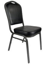 Black Vinyl Silver Vein Steel Frame Crown Back Banquet Chair