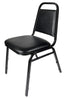 Chivari Black Vinyl Black Steel Frame Trapezoid Back 34" Banquet Chair CQTVB4-ZF-T