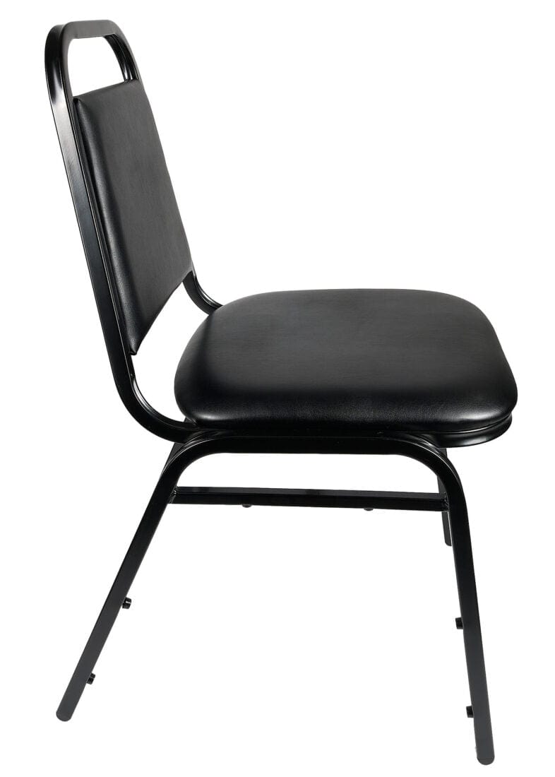 Chivari Black Vinyl Black Steel Frame Trapezoid Back 34