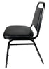Chivari Black Vinyl Black Steel Frame Trapezoid Back 34" Banquet Chair CQTVB4-ZF-T