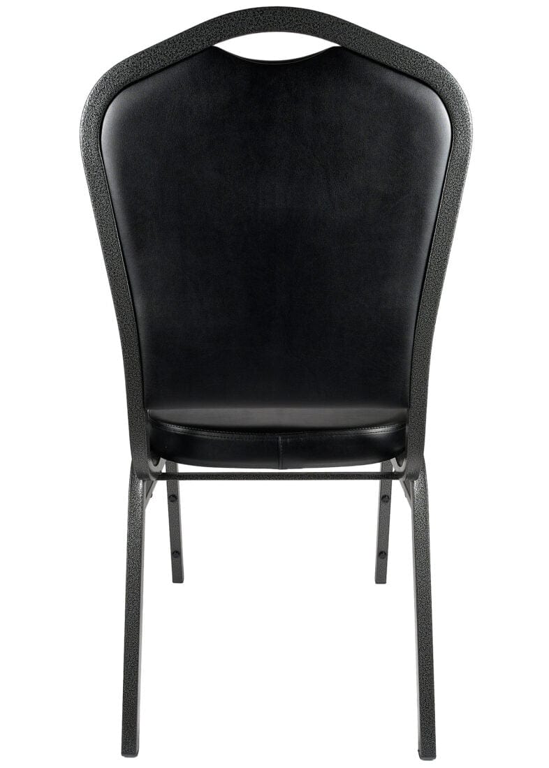 Chivari Black Vinyl Silver Vein Steel Frame Crown Back Banquet Chair CQCVB-ZF-T