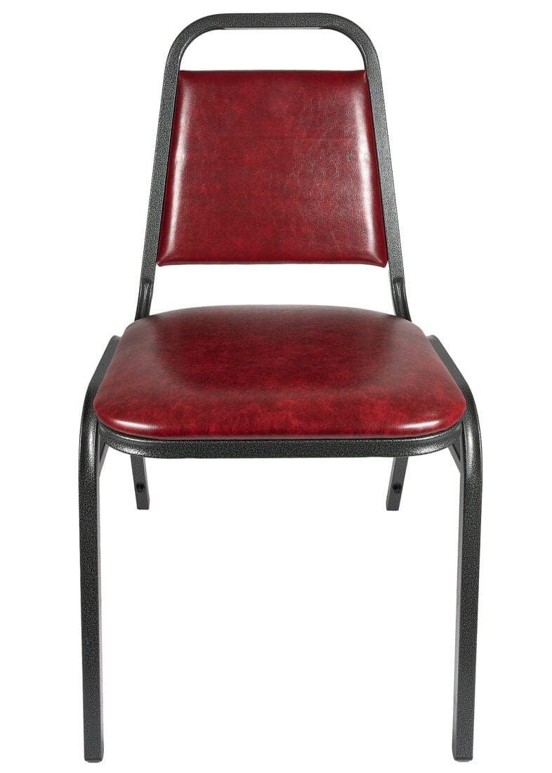 Chivari Burgundy Vinyl Silver Vein Steel Frame Trapezoid Back 32" Banquet Chair CQTVBU-ZF-T