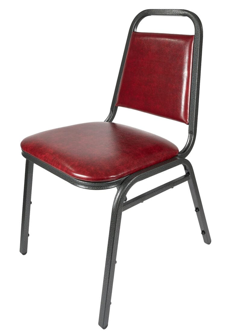Chivari Burgundy Vinyl Silver Vein Steel Frame Trapezoid Back 32