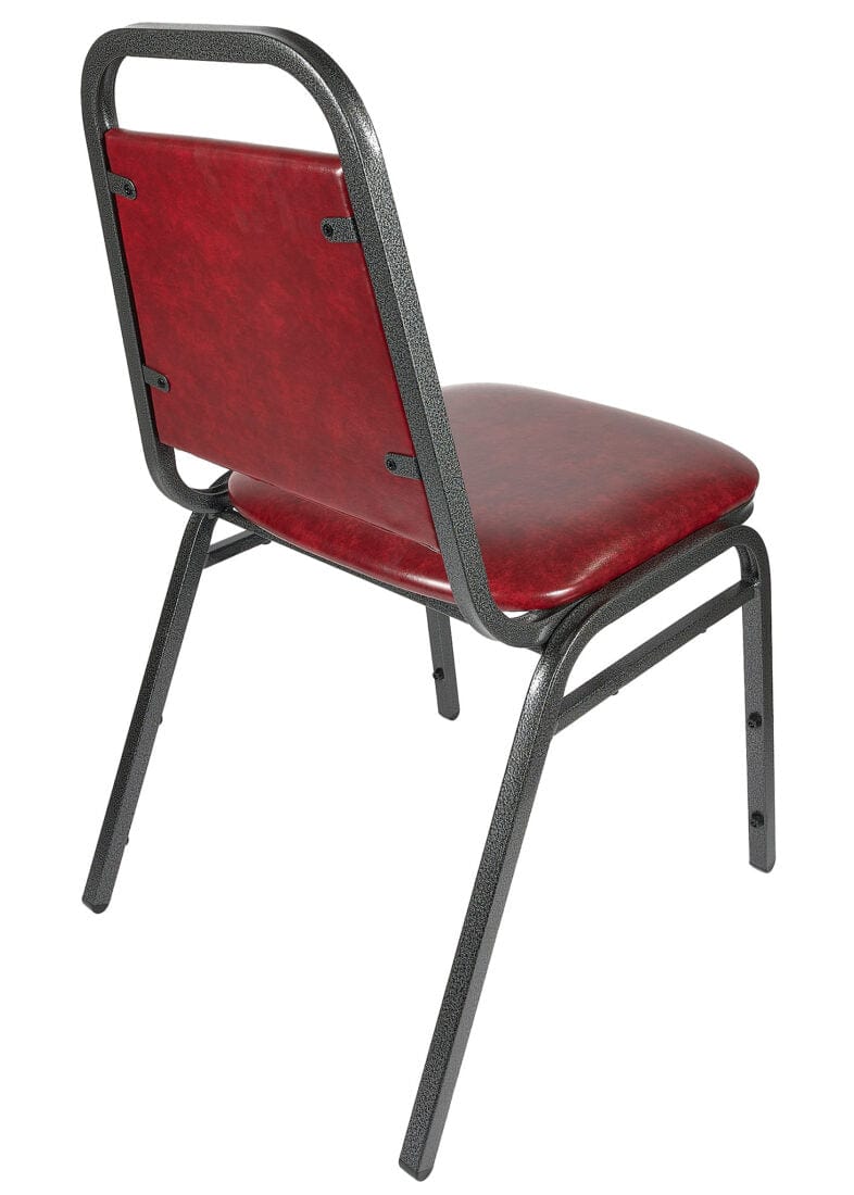Chivari Burgundy Vinyl Silver Vein Steel Frame Trapezoid Back 32" Banquet Chair CQTVBU-ZF-T
