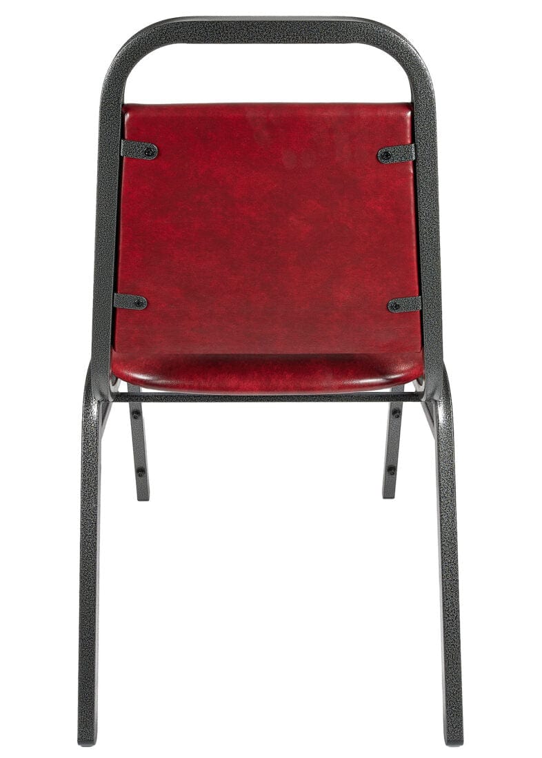 Chivari Burgundy Vinyl Silver Vein Steel Frame Trapezoid Back 32