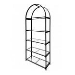 Black 84" Metal Back Bar 4 Tier with Glass Shelves