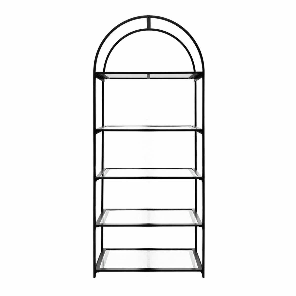Chivari Black 84" Metal Back Bar 4 Tier with glass shelves BAR-BACK-MABLK-KT-AX