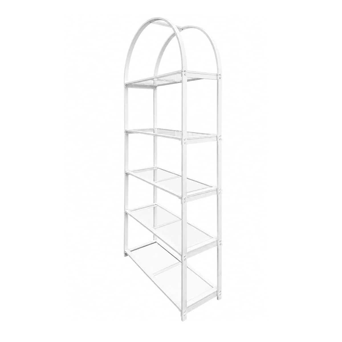 Chivari White 84" Metal Back Bar 4 Tier with glass shelves BAR-BACK-MAWHI-KT-AX