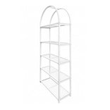 White 84" Metal Back Bar 4 Tier with Glass Shelves