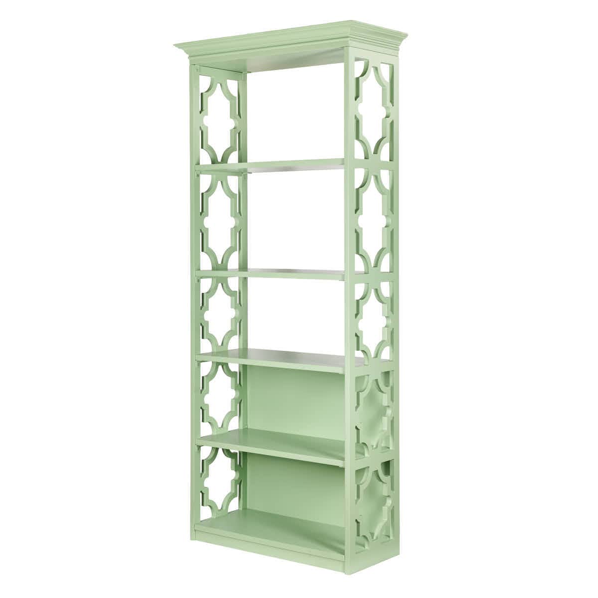Sage Green Back Bar Shelving Unit 88" Tall - Moroccan Style 4 Tiers