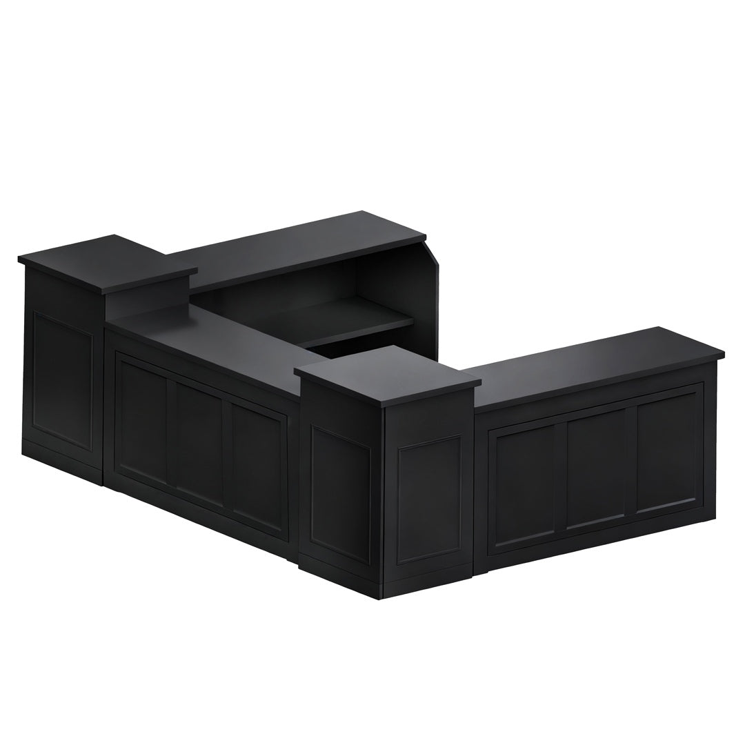22' Black Portable Folding Bar - 5 Piece Set Reversible Panel Front - Spritz