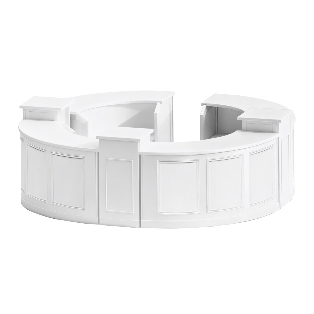 34' White Portable Folding Bar - 7 Piece Set Three Panel Front - Margarita