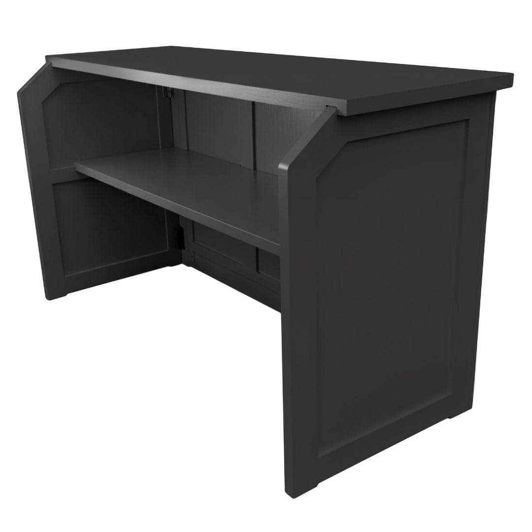 Chivari 6' Black Portable Folding Bar with HPL Reversible Front, Top & Shelf BAR-FOLD-72KIT-BLK-AX-T
