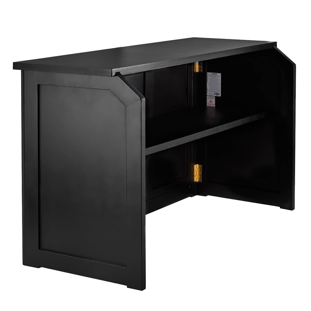 Chivari 6' Black Portable Folding Bar with HPL Reversible Front, Top & Shelf BAR-FOLD-72KIT-BLK-AX-T