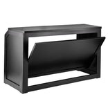 6' Black Portable Folding Bar with HPL Reversible Front, Flush Top & Shelf
