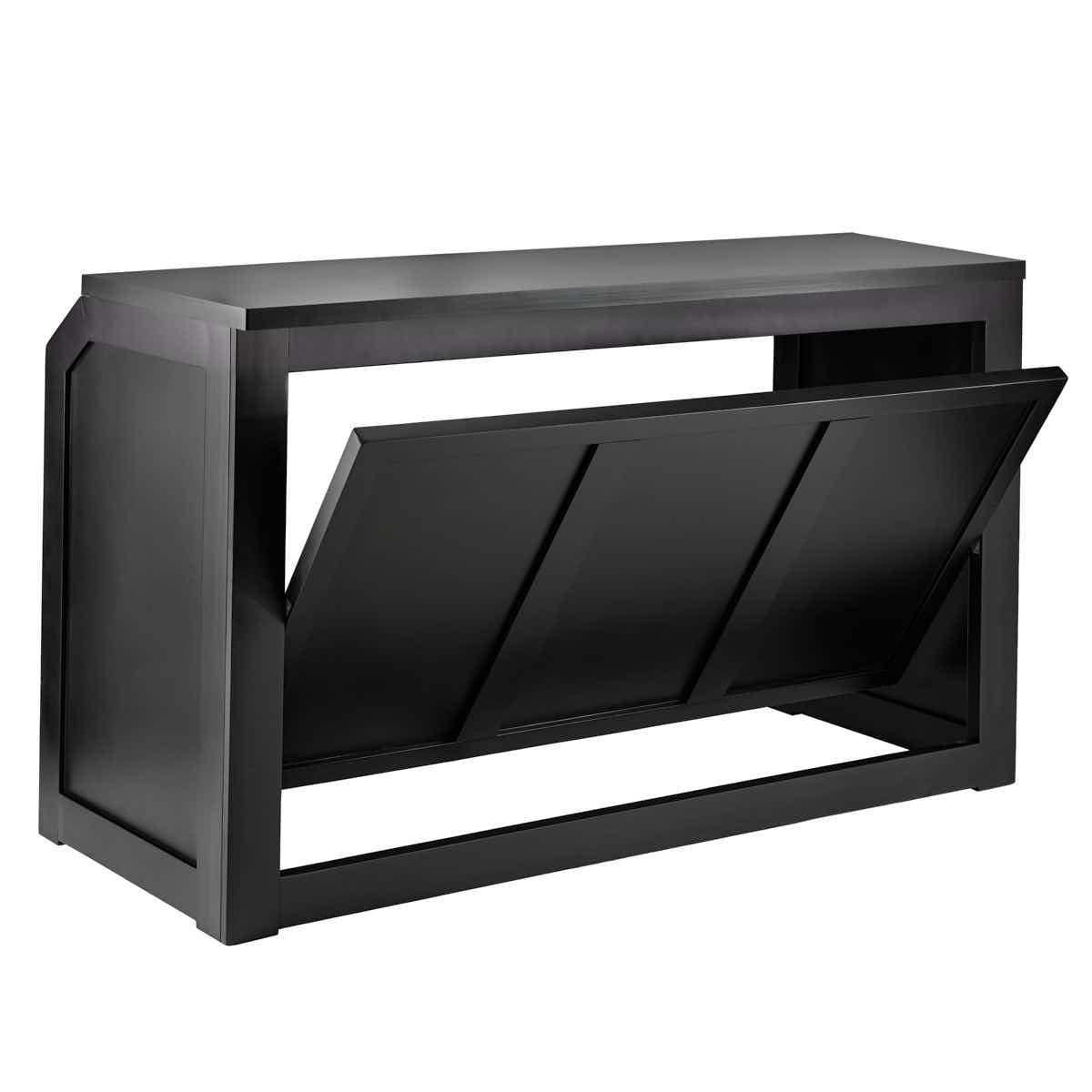 6' Black Portable Folding Bar with HPL Reversible Front, Flush Top & Shelf