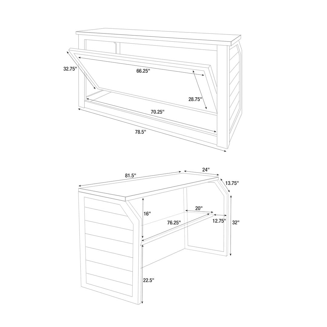 Chivari 7' White Portable Folding Bar with Reversible Front BAR-FOLD-84KTR-WHT-AX-T