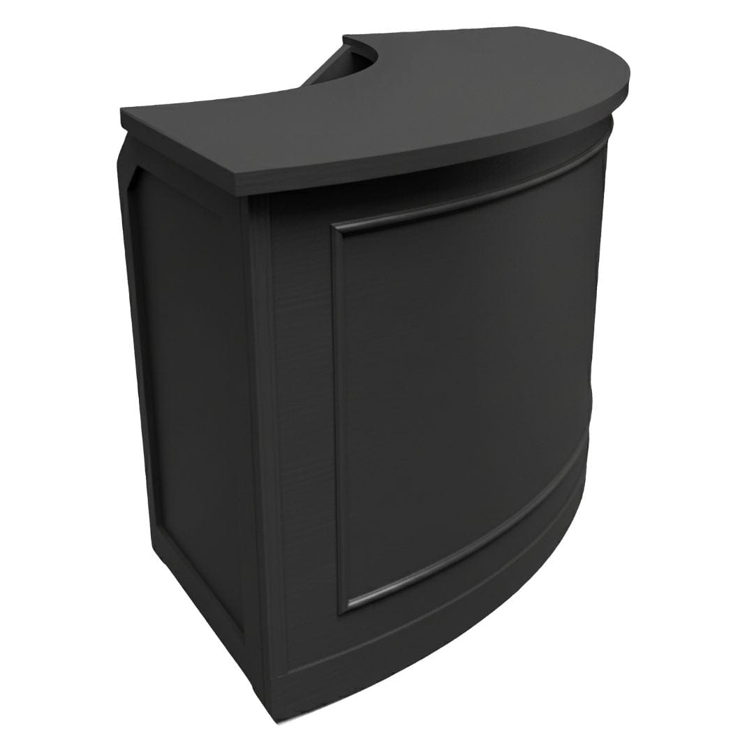 Chivari 7' Black Single Panel Quarter Round Serpentine Bar with HPL Top BAR-SERP-84KT-BLK-AX-T