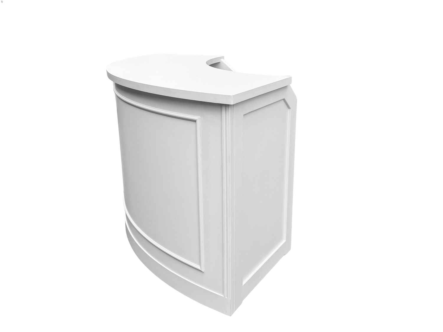 Chivari Scratch and Dent 7' White Single Panel Quarter Round Serpentine Bar with HPL Top BAR-SERP-84KT-WHT-AX-SD