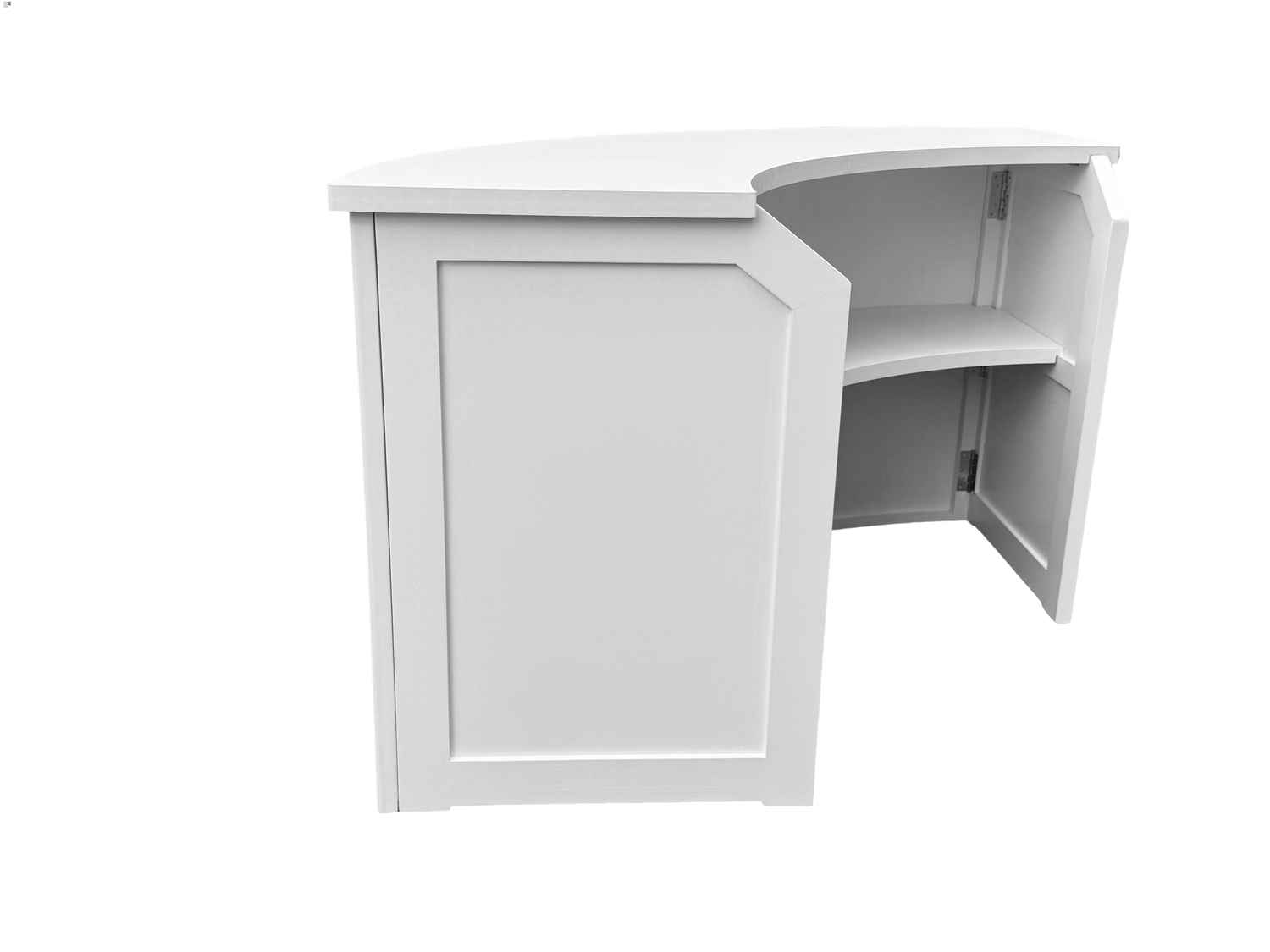 Chivari 7' White Single Panel Quarter Round Serpentine Bar with HPL Top BAR-SERP-84KT-WHT-AX-T