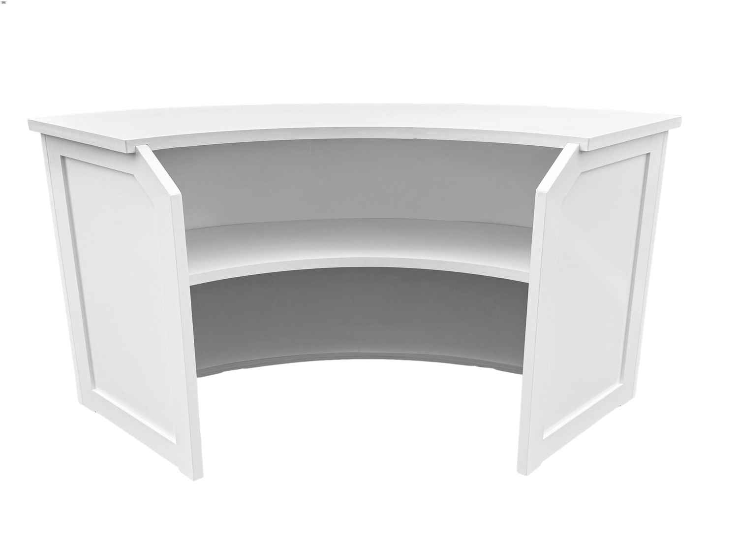 Chivari Scratch and Dent 7' White Single Panel Quarter Round Serpentine Bar with HPL Top BAR-SERP-84KT-WHT-AX-SD
