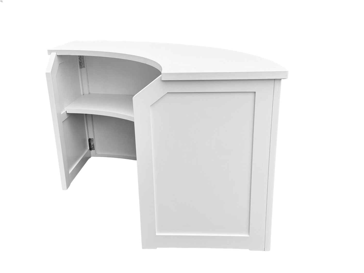 Chivari Scratch and Dent 7' White Single Panel Quarter Round Serpentine Bar with HPL Top BAR-SERP-84KT-WHT-AX-SD