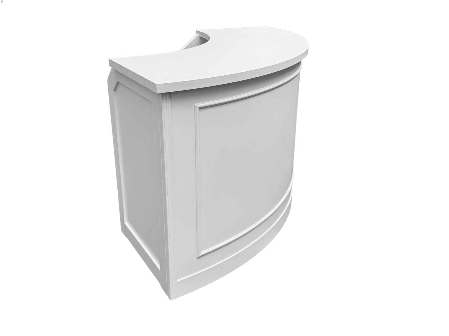 Chivari Scratch and Dent 7' White Single Panel Quarter Round Serpentine Bar with HPL Top BAR-SERP-84KT-WHT-AX-SD